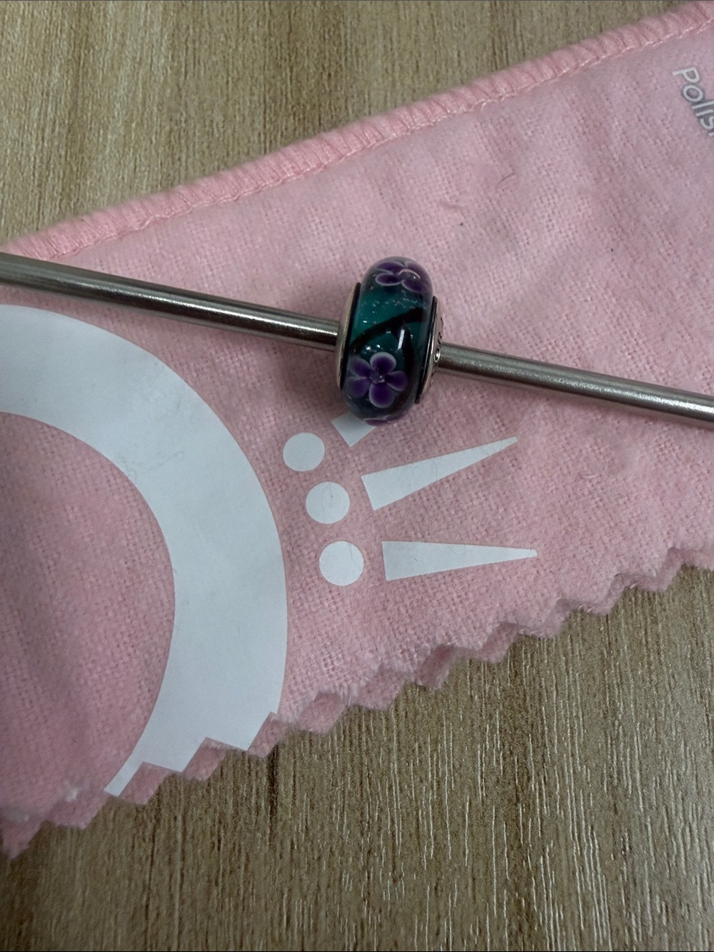 Pandora Murano Glass Bead purple flowers